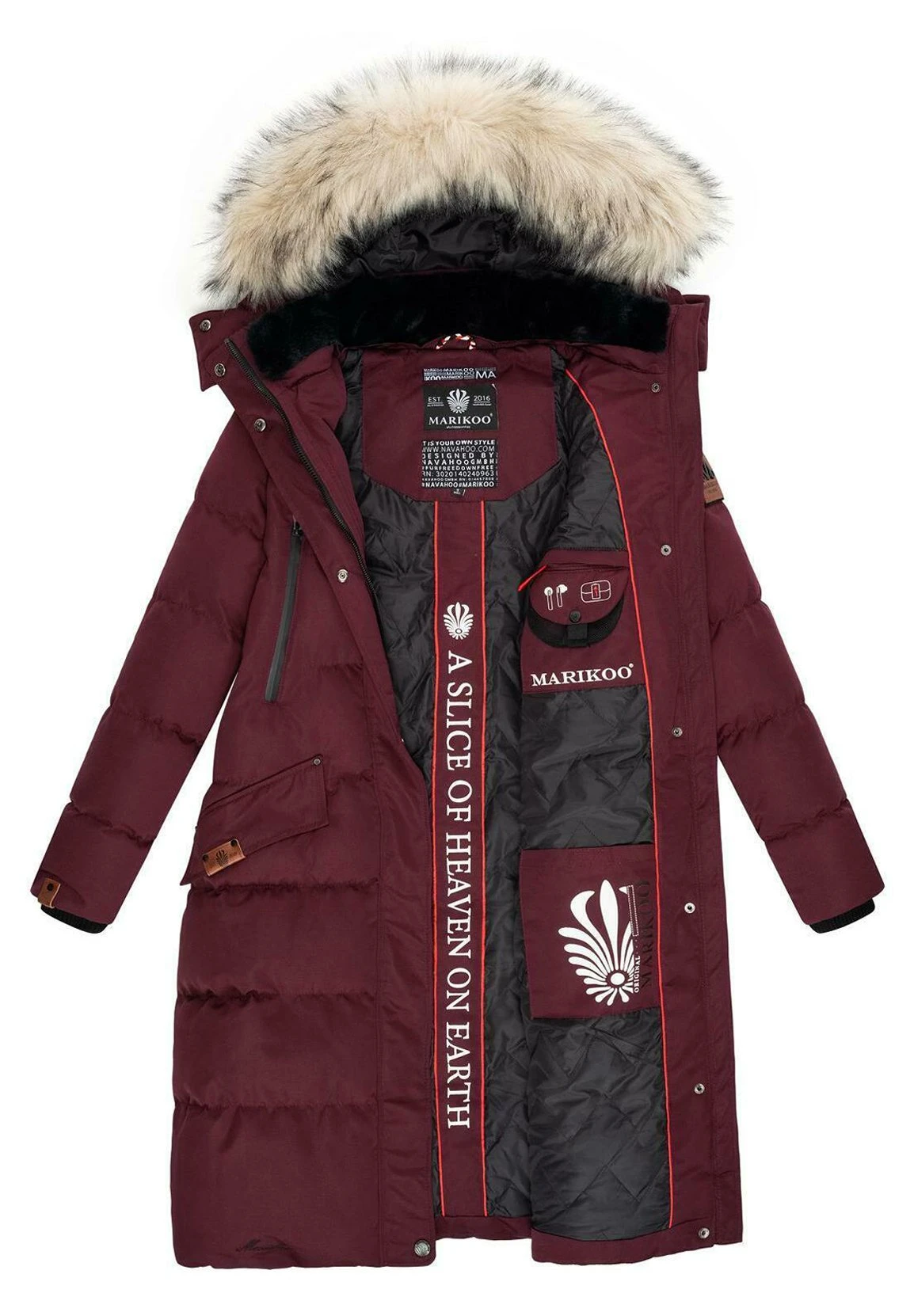 Marikoo Abrigo De Invierno - Dark Red Melange 6 Marikoo Abrigo De Invierno - Dark Red Melange - Imagen 6