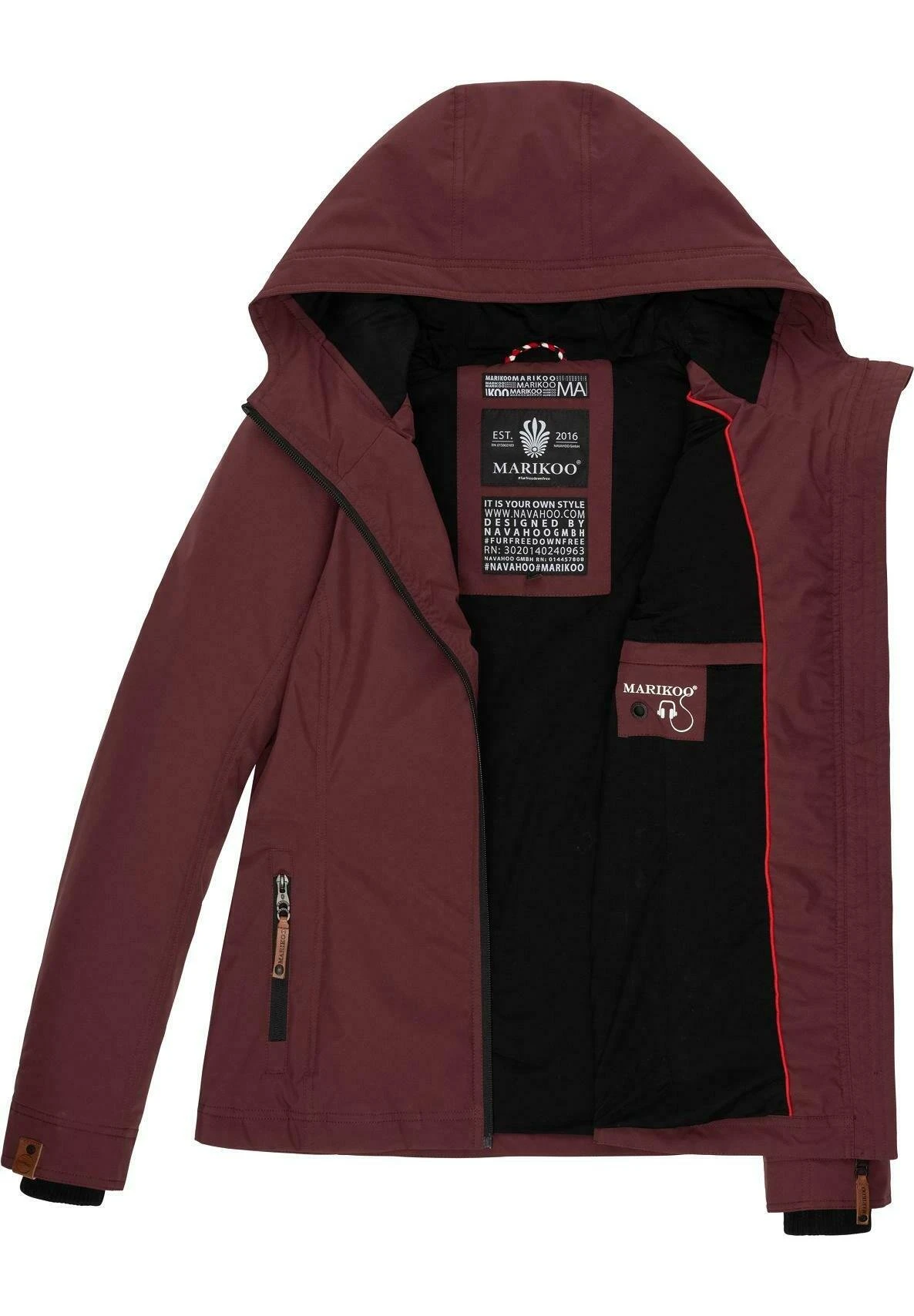 Marikoo Brombeere - Chaqueta Outdoor - Dark Red Melange 2 Marikoo Brombeere - Chaqueta Outdoor - Dark Red Melange - Imagen 2